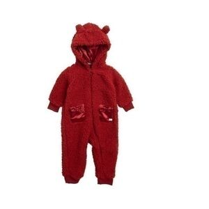 7 FOR ALL MANKIND Baby Red Dahlia Faux Shearling Hooded Coverall